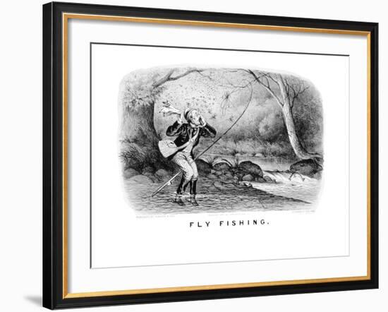 Fly Fishing-Currier & Ives-Framed Art Print