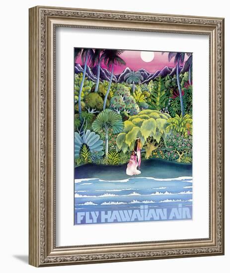 Fly Hawaiian Air - Hawaii Women on the Beach - Hawaiian Airlines-null-Framed Giclee Print