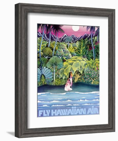 Fly Hawaiian Air - Hawaii Women on the Beach - Hawaiian Airlines-null-Framed Giclee Print