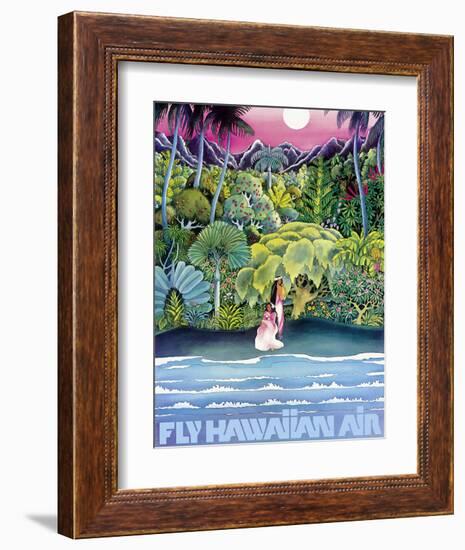 Fly Hawaiian Air - Hawaii Women on the Beach - Hawaiian Airlines-null-Framed Giclee Print