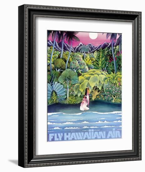 Fly Hawaiian Air - Hawaii Women on the Beach - Hawaiian Airlines-null-Framed Giclee Print