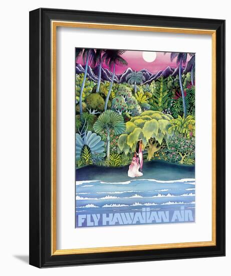 Fly Hawaiian Air - Hawaii Women on the Beach - Hawaiian Airlines-null-Framed Giclee Print