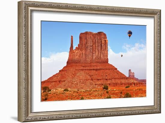 Fly over the Valley Huge Balloons. Navajo Reservation in Arizona and Utah. Stone Desert and Rocks --kavram-Framed Photographic Print