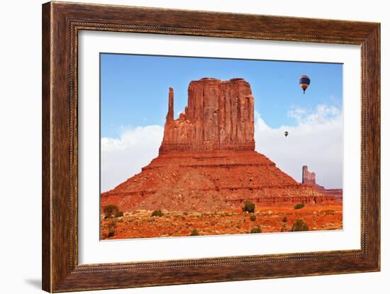 Fly over the Valley Huge Balloons. Navajo Reservation in Arizona and Utah. Stone Desert and Rocks --kavram-Framed Photographic Print