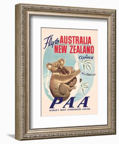 Fly to Australia and New Zealand c.1950s-null-Framed Art Print