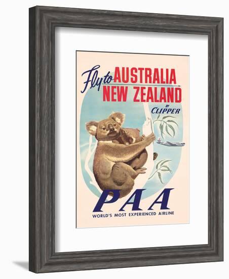 Fly to Australia and New Zealand c.1950s-null-Framed Art Print