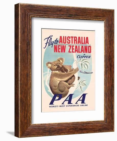 Fly to Australia and New Zealand c.1950s-null-Framed Art Print