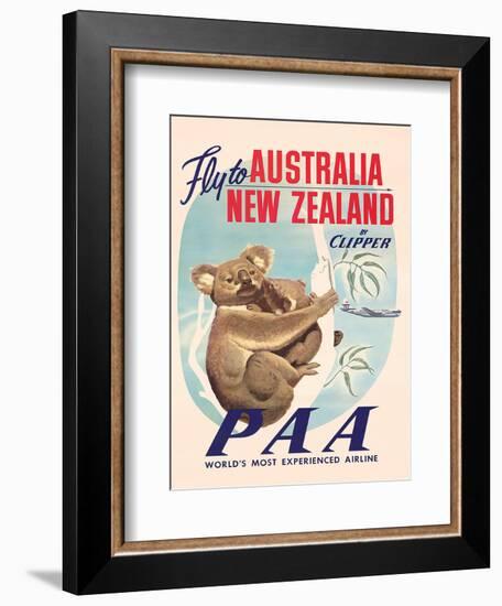 Fly to Australia and New Zealand c.1950s-null-Framed Art Print