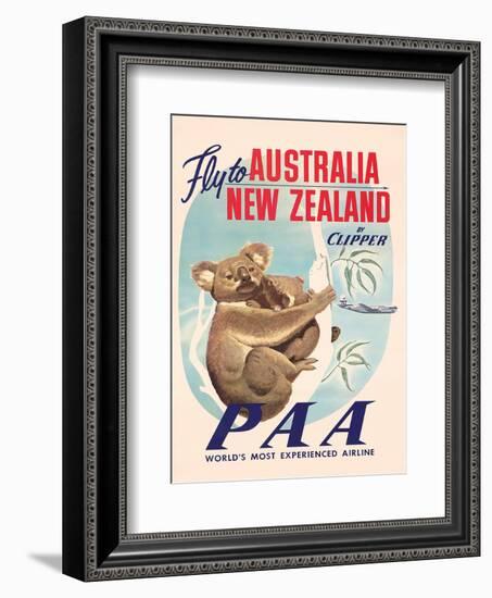 Fly to Australia and New Zealand c.1950s-null-Framed Art Print