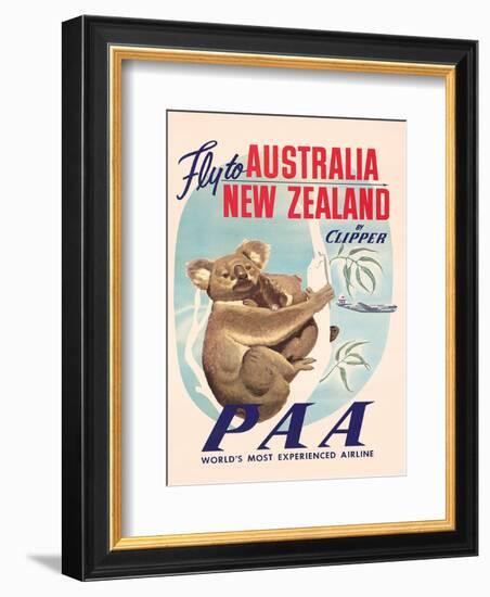 Fly to Australia and New Zealand c.1950s-null-Framed Art Print