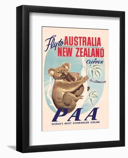 Fly to Australia and New Zealand c.1950s-null-Framed Art Print