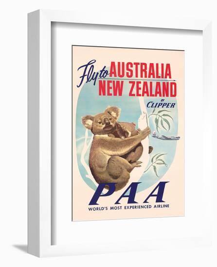Fly to Australia and New Zealand c.1950s-null-Framed Art Print