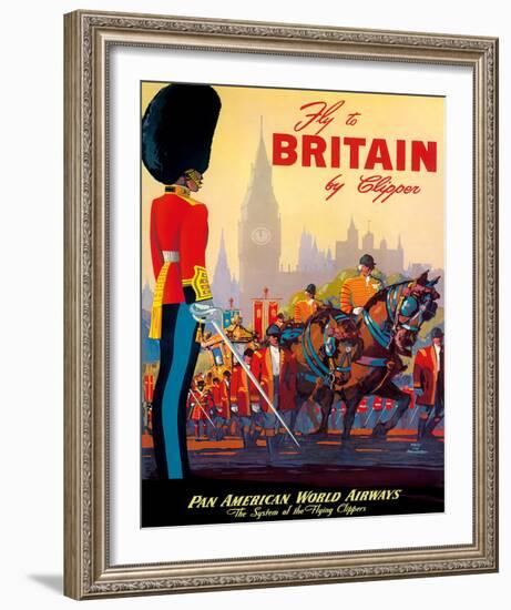 Fly To Britain By Clipper - Pan American World Airways (PAA) - British Royal Procession-Mark Von Arenburg-Framed Giclee Print