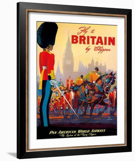 Fly To Britain By Clipper - Pan American World Airways (PAA) - British Royal Procession-Mark Von Arenburg-Framed Giclee Print