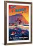 Fly To Hawaii by Clipper - Pan American World Airways - Surfer and Flying Fish-M^ Von Arenburg-Framed Giclee Print
