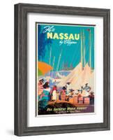 Fly to Nassau by Clipper - New Providence Island, The Bahamas - Pan American World Airways (PAA)-Mark Von Arenburg-Framed Giclee Print