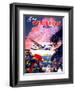 "Fly to the Caribbean by Clipper" Vintage Travel Poster-Piddix-Framed Art Print
