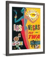 Fly TWA Las Vegas, c.1960-David Klein-Framed Giclee Print