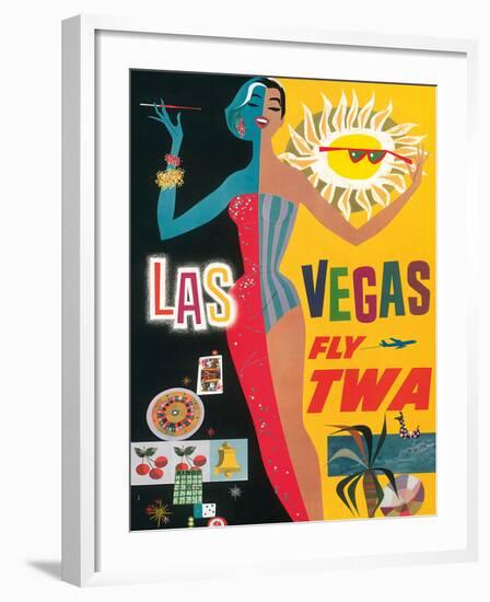 Fly TWA Las Vegas, c.1960-David Klein-Framed Giclee Print
