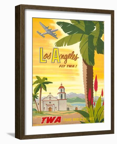 Fly TWA Los Angeles 1950s-Bob Smith-Framed Giclee Print