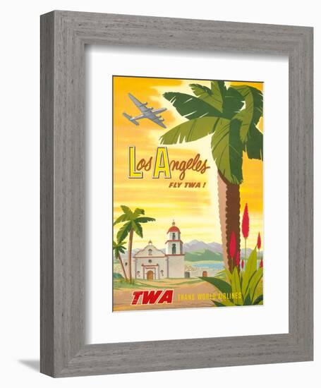 Fly TWA Los Angeles 1950s-Bob Smith-Framed Art Print