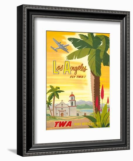 Fly TWA Los Angeles 1950s-Bob Smith-Framed Art Print