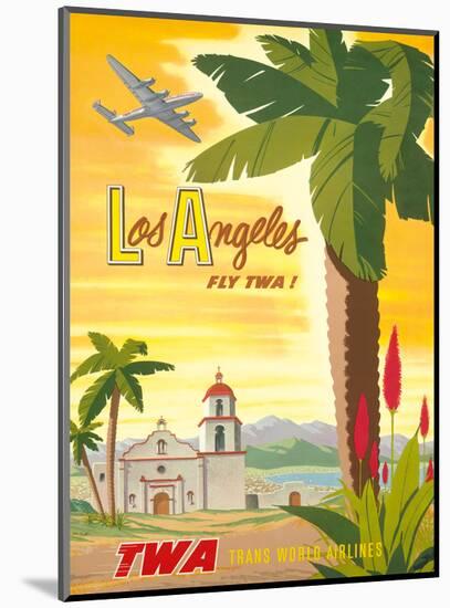 Fly TWA Los Angeles 1950s-Bob Smith-Mounted Art Print