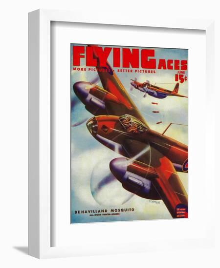 Flying Aces Magazine Cover-Lantern Press-Framed Art Print