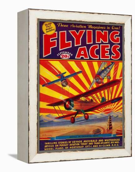 Flying Aces Magazine Cover-Lantern Press-Framed Stretched Canvas