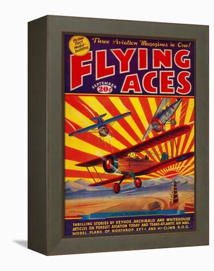 Flying Aces Magazine Cover-Lantern Press-Framed Stretched Canvas