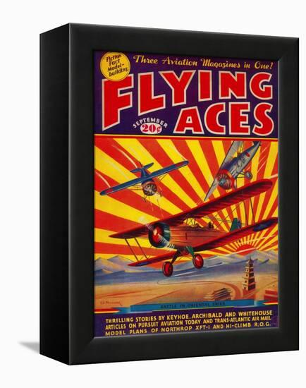 Flying Aces Magazine Cover-Lantern Press-Framed Stretched Canvas