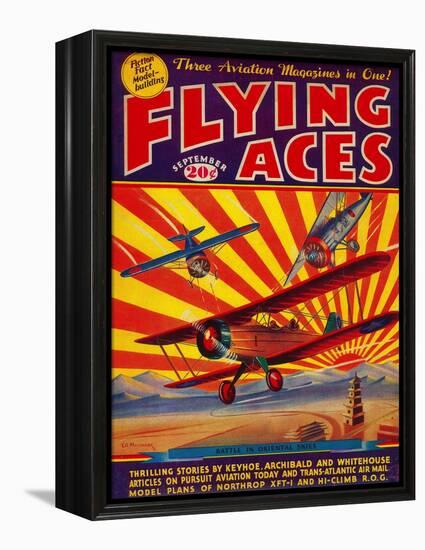 Flying Aces Magazine Cover-Lantern Press-Framed Stretched Canvas