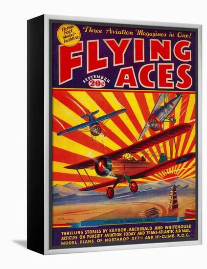 Flying Aces Magazine Cover-Lantern Press-Framed Stretched Canvas