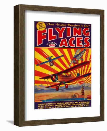 Flying Aces Magazine Cover-Lantern Press-Framed Art Print