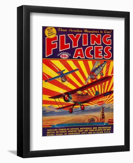 Flying Aces Magazine Cover-Lantern Press-Framed Art Print