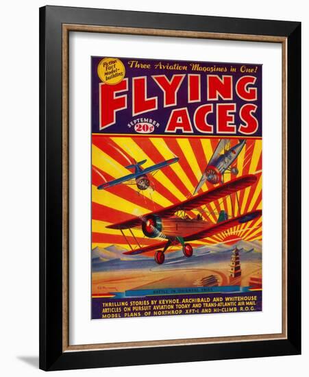 Flying Aces Magazine Cover-Lantern Press-Framed Art Print