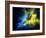 Flying Ara Parrot over Colourful Powder Explosion-NejroN Photo-Framed Photographic Print