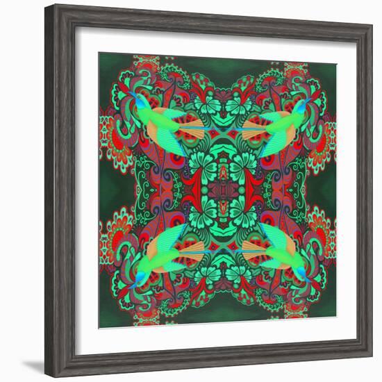 Flying Bird Pattern Green-Jane Tattersfield-Framed Giclee Print