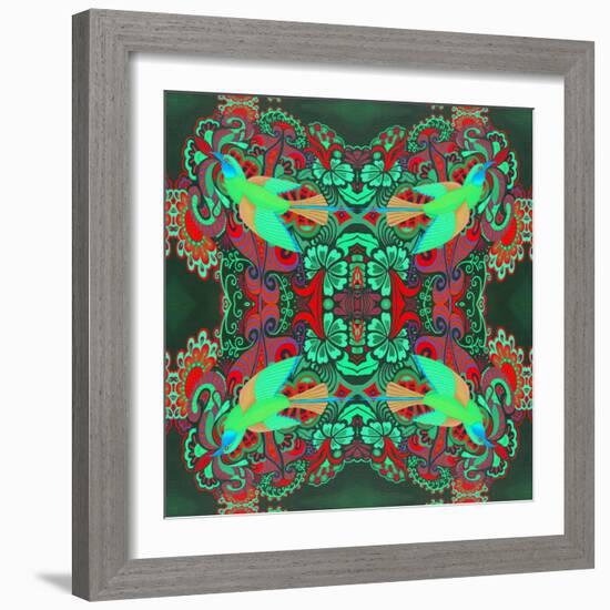 Flying Bird Pattern Green-Jane Tattersfield-Framed Giclee Print