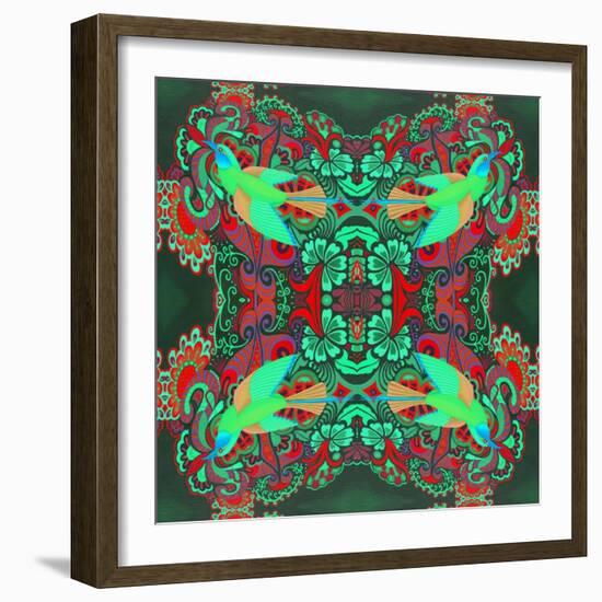 Flying Bird Pattern Green-Jane Tattersfield-Framed Giclee Print