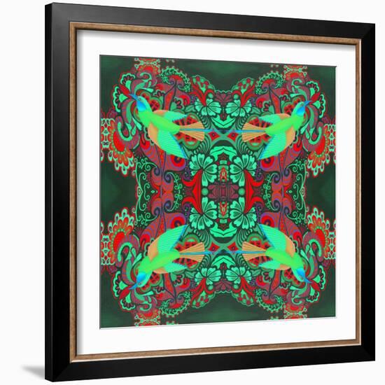 Flying Bird Pattern Green-Jane Tattersfield-Framed Giclee Print