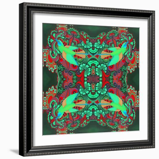 Flying Bird Pattern Green-Jane Tattersfield-Framed Giclee Print