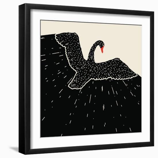 Flying Black Swan-incomible-Framed Art Print