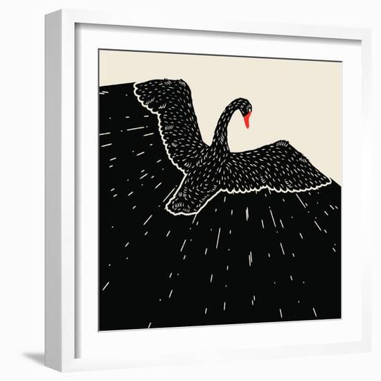 Flying Black Swan-incomible-Framed Art Print