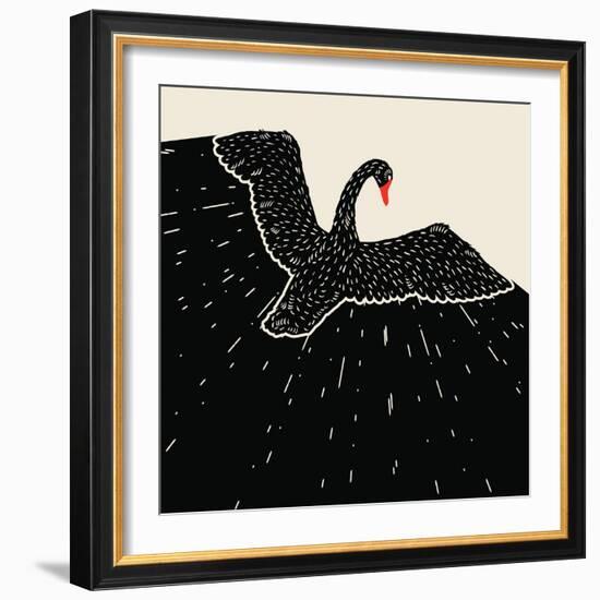 Flying Black Swan-incomible-Framed Art Print
