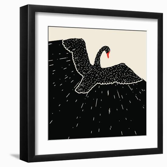 Flying Black Swan-incomible-Framed Art Print