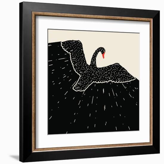 Flying Black Swan-incomible-Framed Art Print