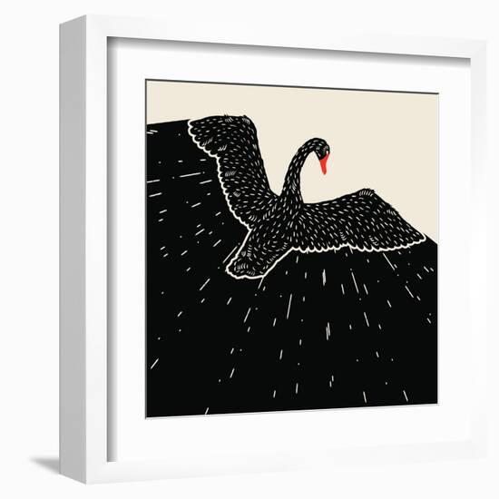 Flying Black Swan-incomible-Framed Art Print