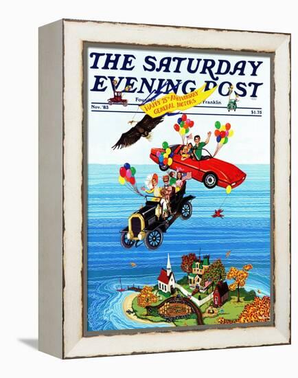 "Flying Cars," Saturday Evening Post Cover, November 1, 1983-Ann Thompson-Framed Premier Image Canvas