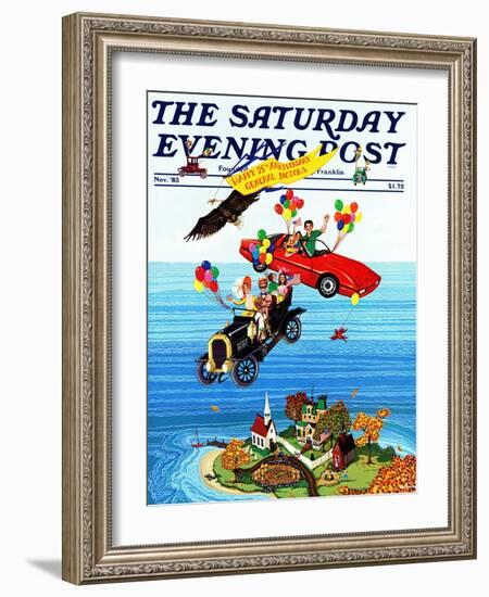 "Flying Cars," Saturday Evening Post Cover, November 1, 1983-Ann Thompson-Framed Giclee Print